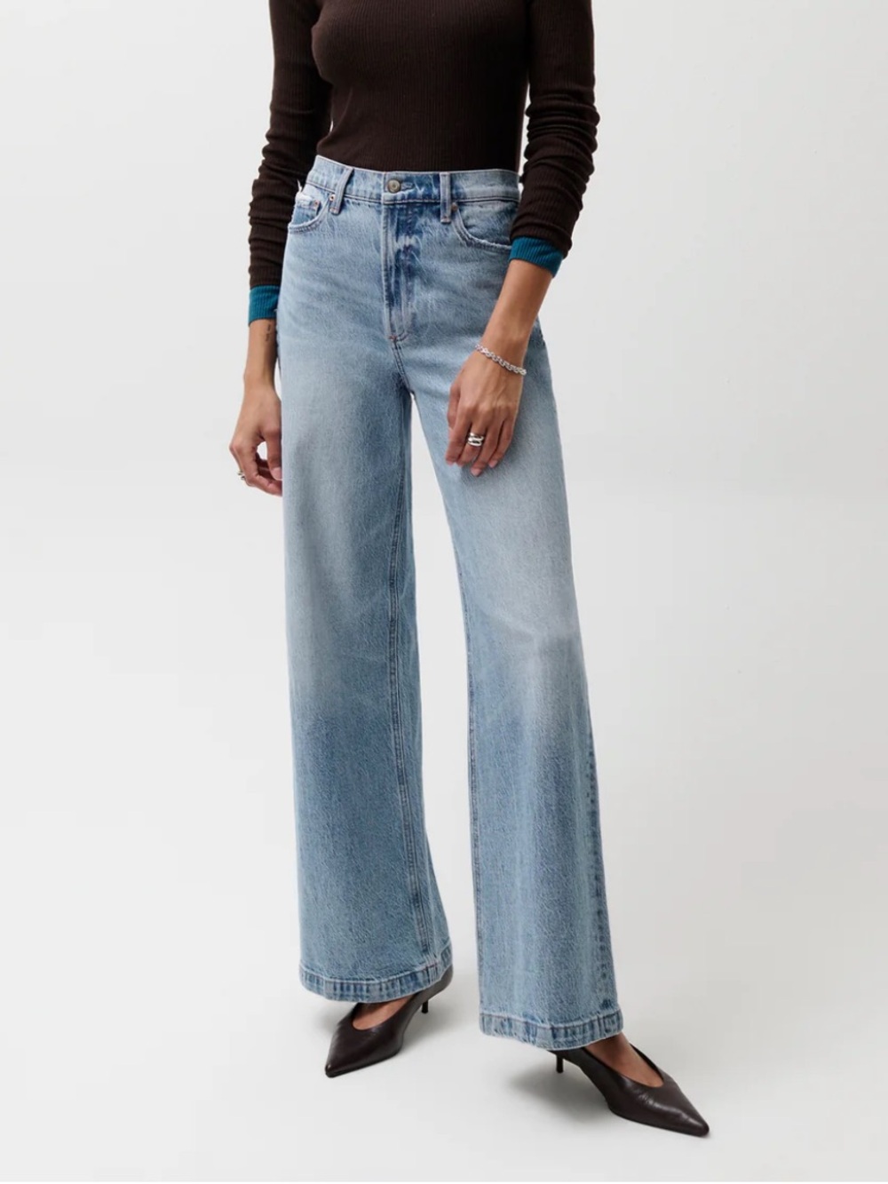 Evereve Pistola LANA HIGH RISE ULTRA WIDE LEG JEAN BREAK